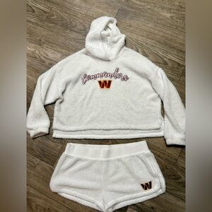 Washington Commanders White Fleece hoodie and shorts set